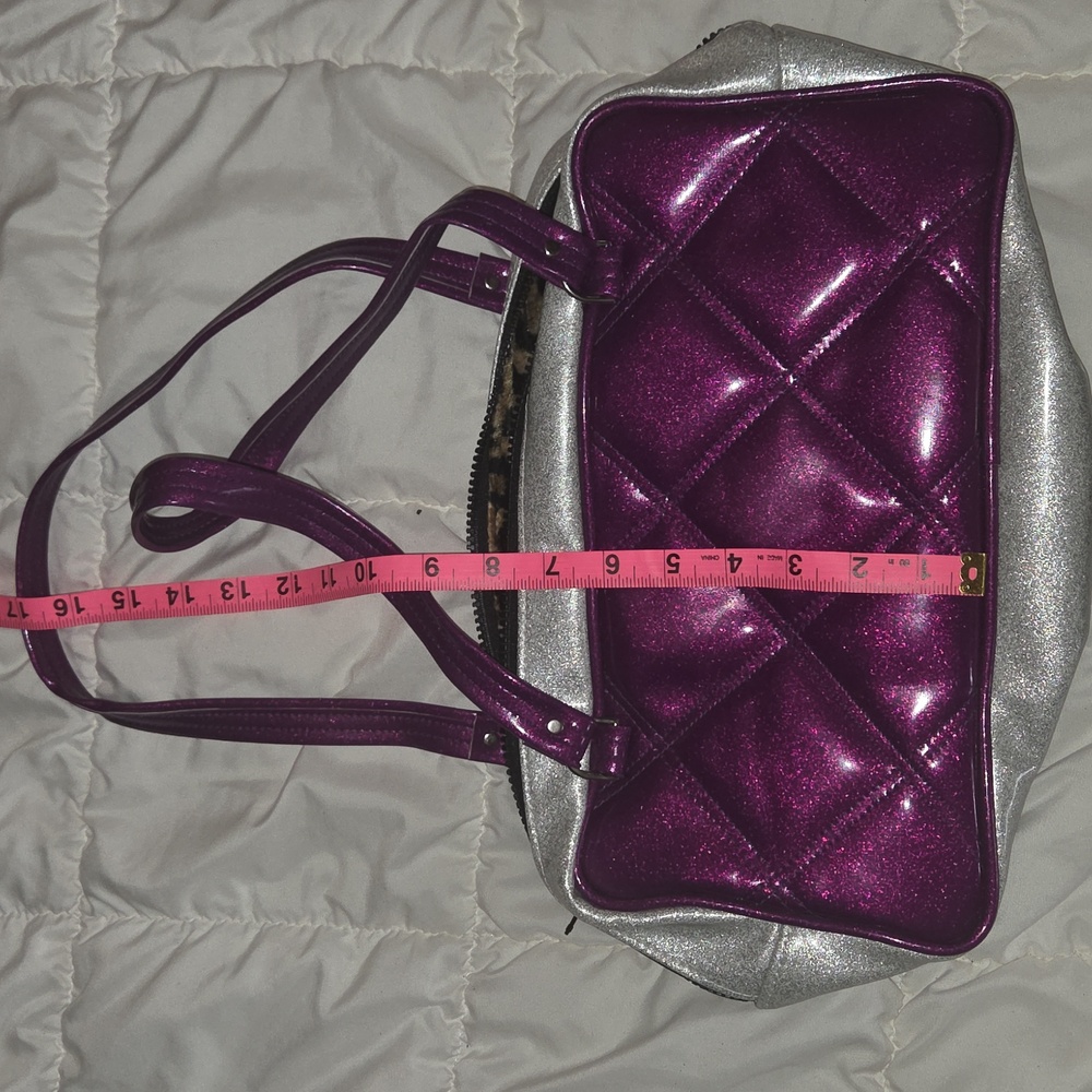2000s Trophy Queen GlamRockPurple and Silver Glitter Bag - Picture 3 of 5